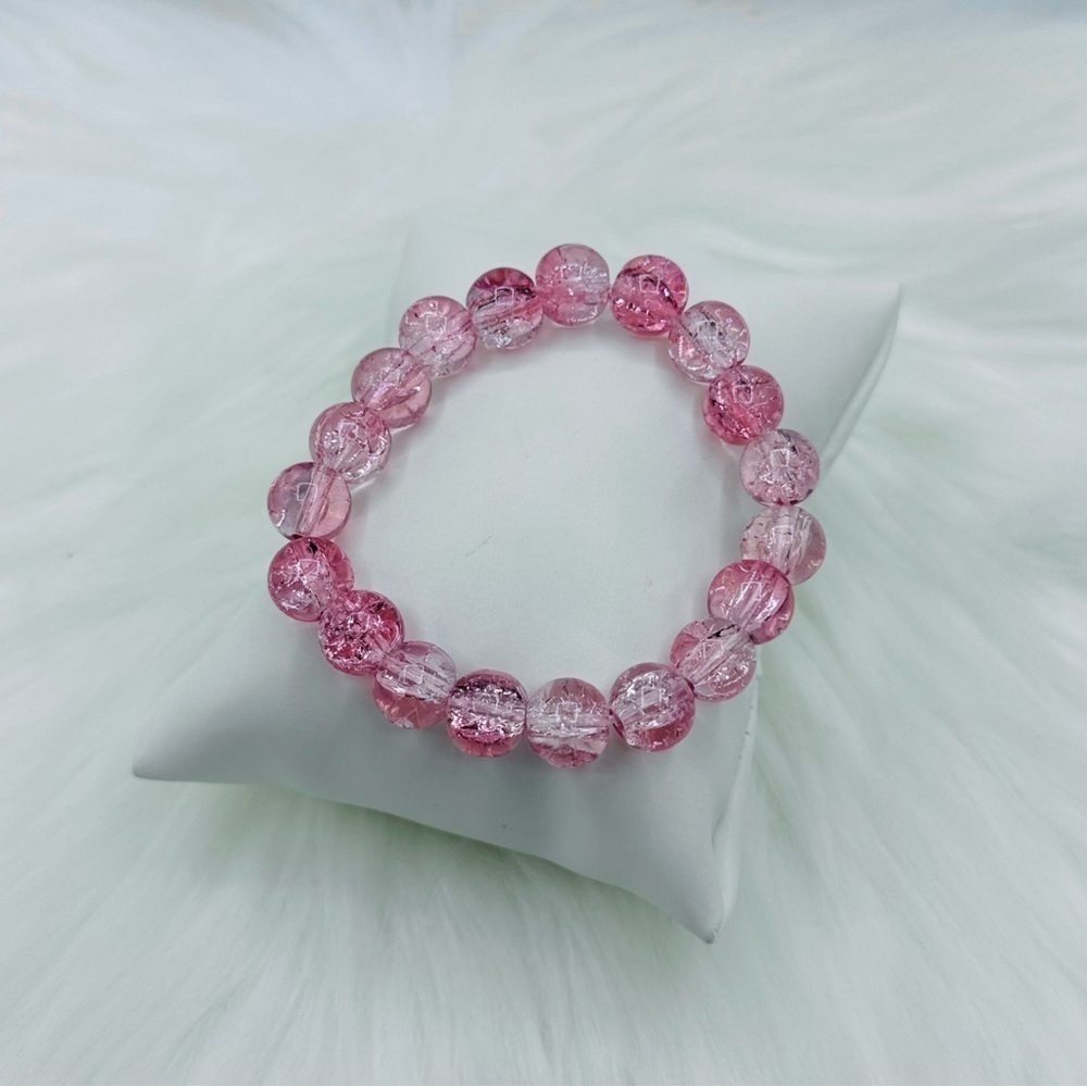 Crystal Bubble Gum Pink Beaded 10mm Beads Bracelet
